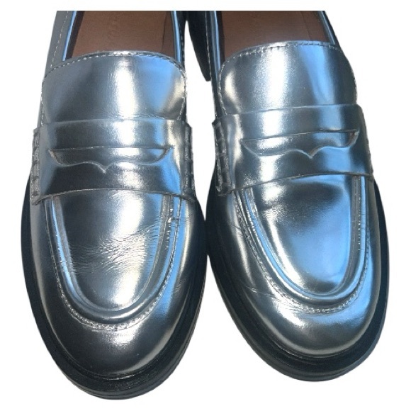Madewell The Vernon Specchio Leather Loafers Metallic Silver Size‎ 6 - Picture 10 of 10